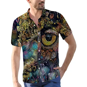 летняя новая гавайская рубашка 2023, мужская рубашка с 3D цифровым принтом серии animal, повседневные универсальные мужские рубашки