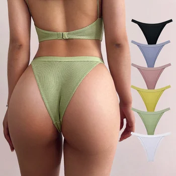 разноцветные хлопчатобумажные сексуальные брюки V-образной формы из лайкры в тонкую рубчик, женские удобные дышащие трусики на бедрах, женские сексуальные трусики