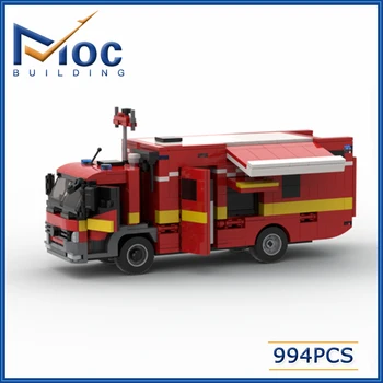 серия автомобилей Лондонской пожарной бригады 994шт, строительные блоки Moc, модель технологического кирпича, фирменный автомобиль, игрушка 